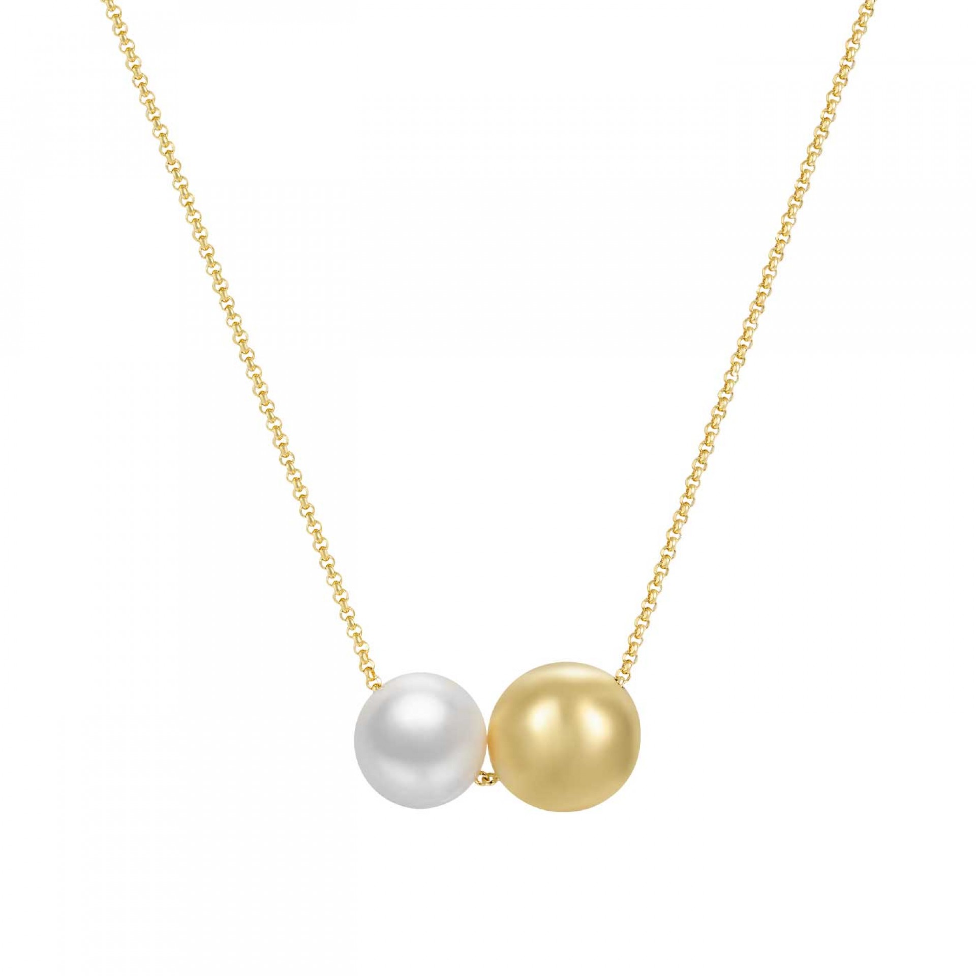 Colar Bella Pearl & Gold Sphere