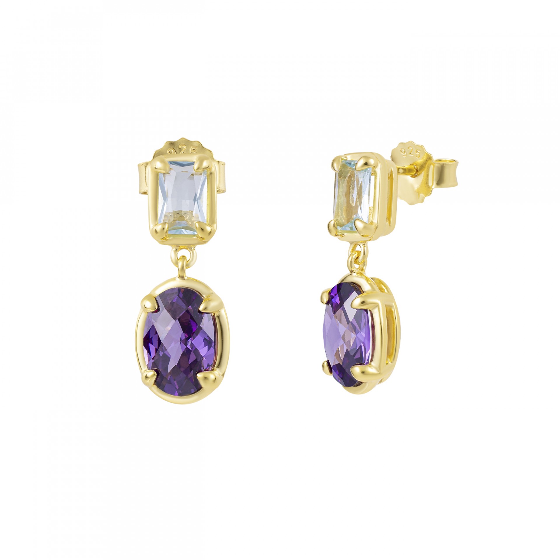 Brincos Bella Violet & Light Blue