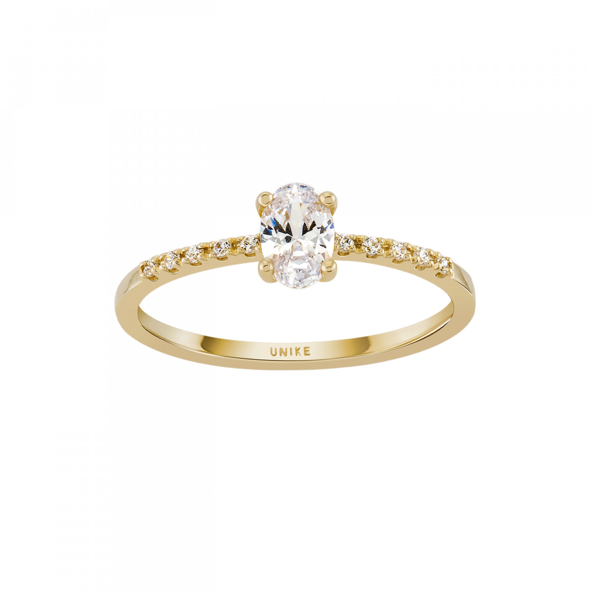 Anel Oval Solitaire Ouro 14K
